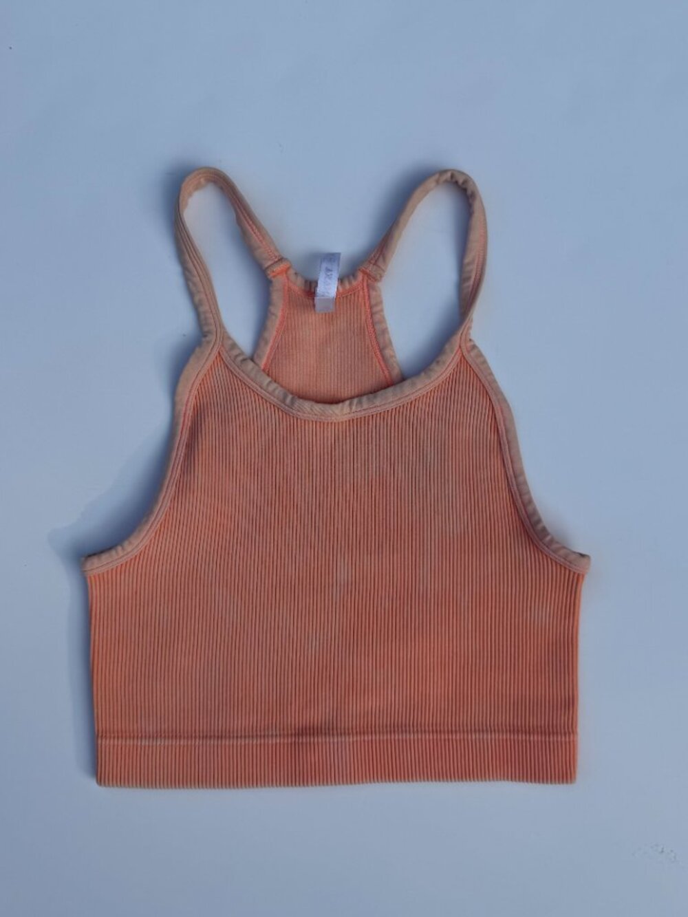 Zenana Women's Ribbed Racerback Sports Bra Brami Coral Peach Crop Top Size L/XL